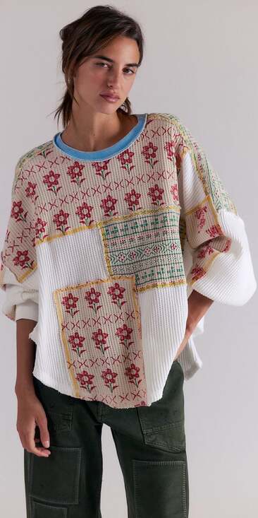 Free People Tops - Free People We The Free Wildflower Thermal Patchwork Top Size X-small NWT
